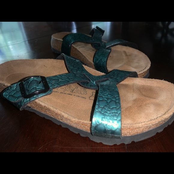 New! Birkenstock Birki's Sylt Birko Flor Turquoise Sandals Size 7 - Picture 2 of 5